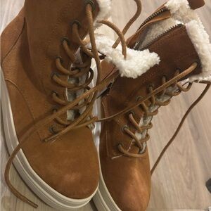 Women's Tan Suede Lace-Up Boots